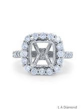 14K White Gold Diamond Princess and Round Cut Semi-Mount Engagement Ring (1.00 ct)